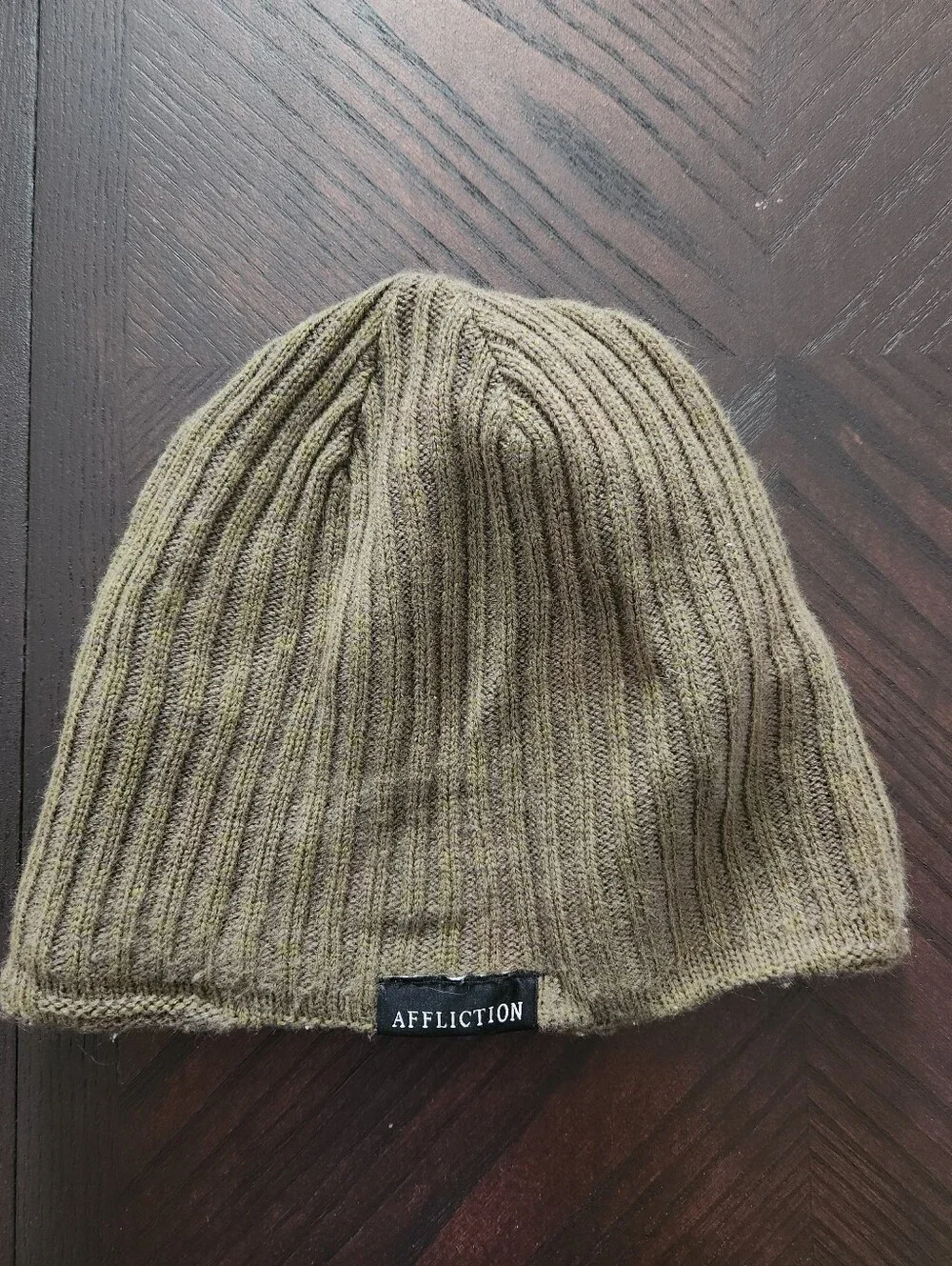 Affliction Olive Ribbed Knit Beanie